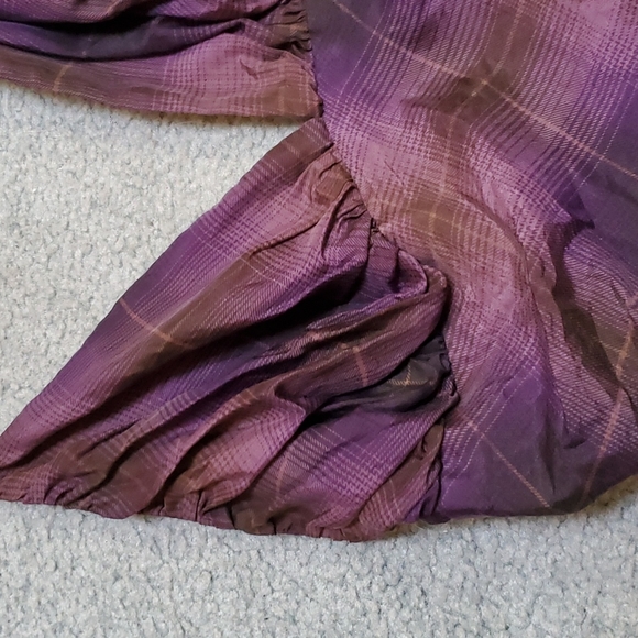Express Design Studio Purple Plaid Silk Halter Top size Medium - Picture 2 of 7